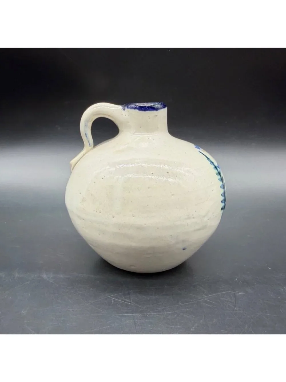John B Taylor Hand Painted Pottery Jug Blue Church Mission Pines On Hill Vintage